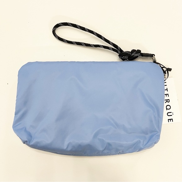 Uterque Foldover Envelope Puffer Clutch Wristlet Bag Blue - Picture 3 of 6